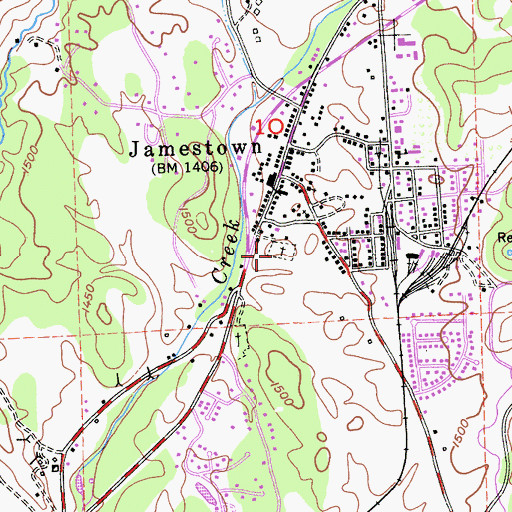 Topographic Map of Jamestown Cemetery, CA