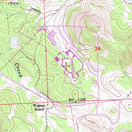 Topographic Map of Jamestown Conservation Camp, CA