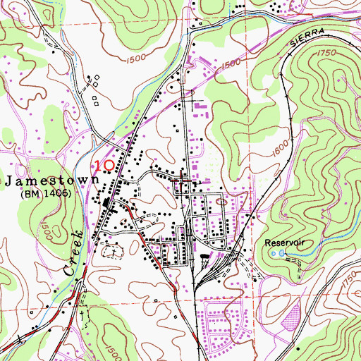 Topographic Map of Jamestown Elementary School, CA