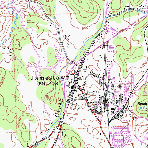 Topographic Map of Jamestown Post Office, CA