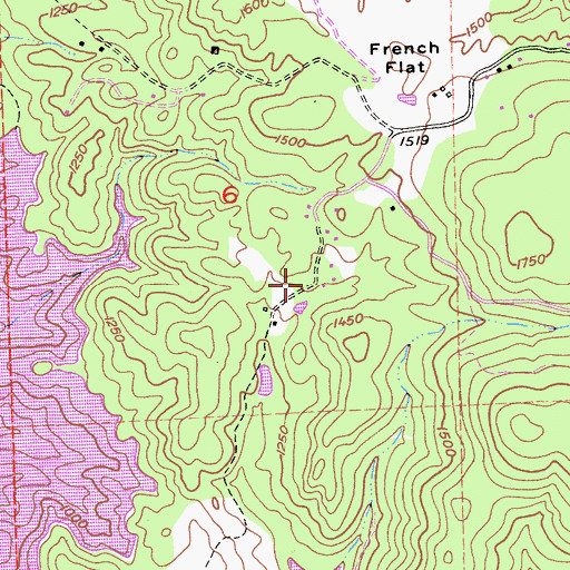 Topographic Map of Melones Sunset Lake Estates, CA