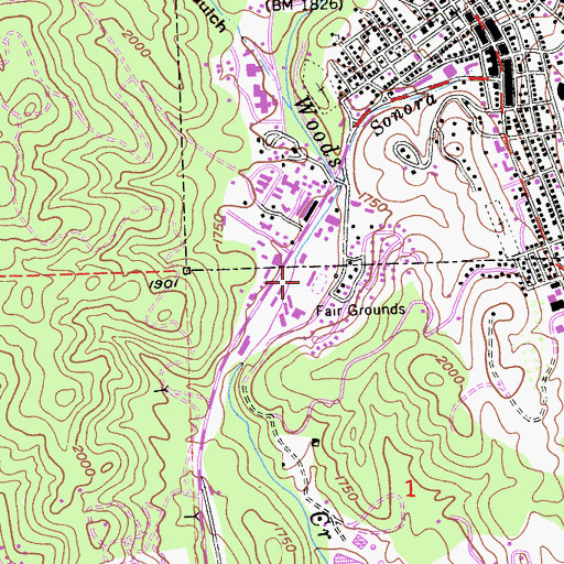 Topographic Map of Mother Lode Fairgrounds, CA