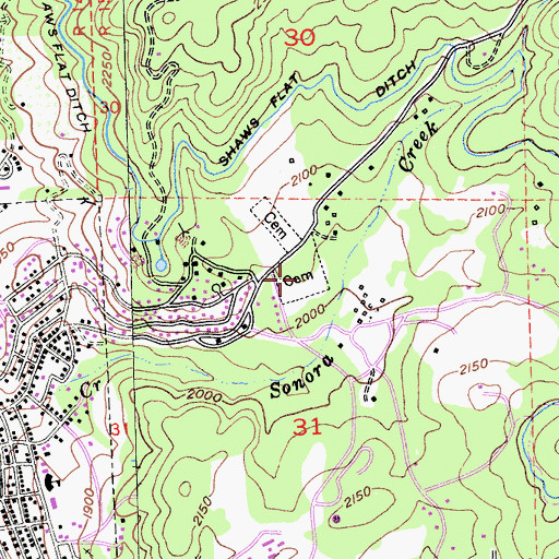 Topographic Map of Mountain Shadow Cemetery, CA