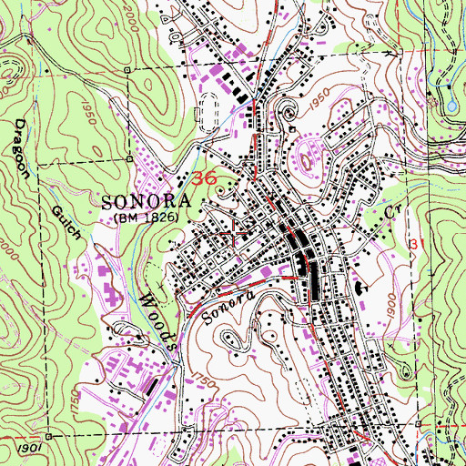 Topographic Map of Saint Patricks Catholic Church, CA
