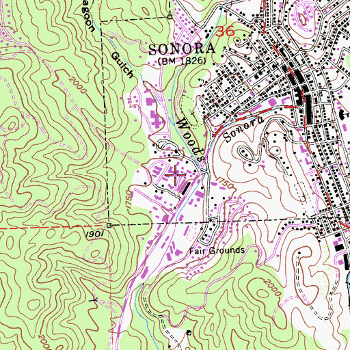 Topographic Map of Sierra Hospital, CA