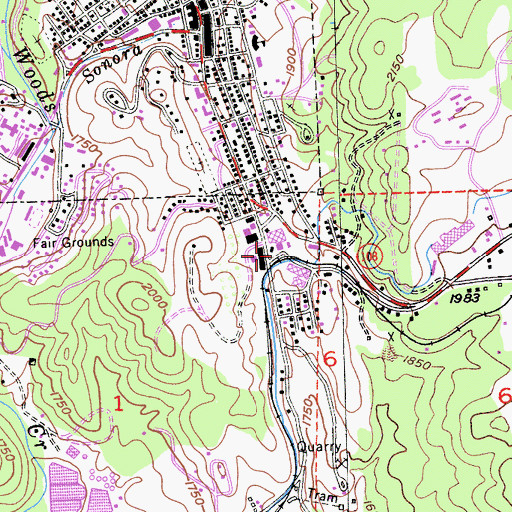 Topographic Map of Sonora Post Office, CA
