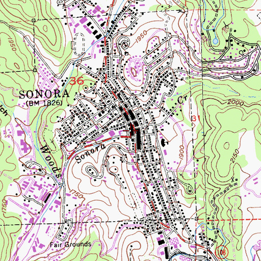 Topographic Map of Sugg House, CA