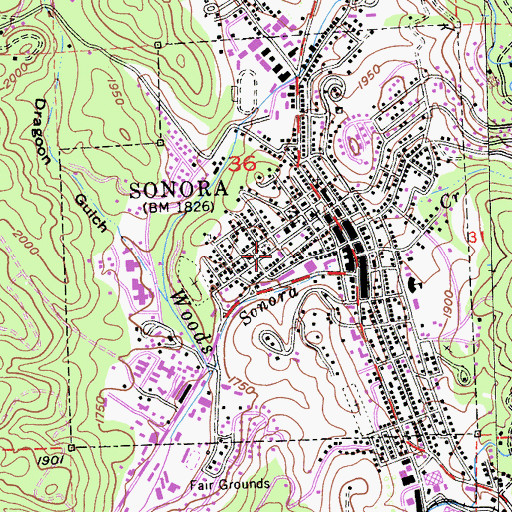 Topographic Map of Tuolumne County Museum, CA