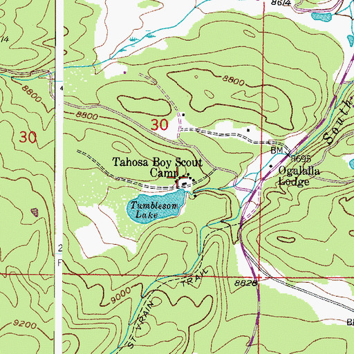 Topographic Map of Tahosa Boy Scout Camp, CO