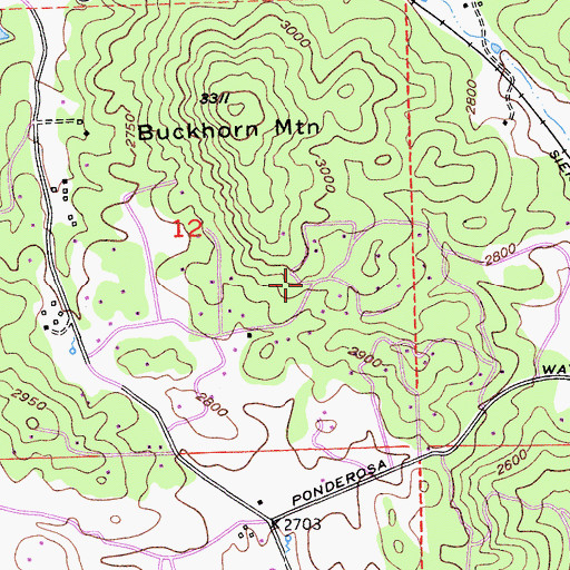 Topographic Map of Buckhorn Estates, CA