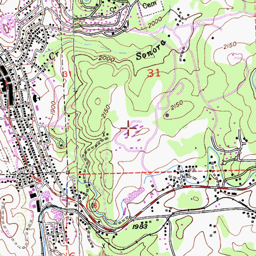 Topographic Map of Sonora Elementary School, CA