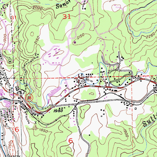 Topographic Map of Sonora Hills, CA