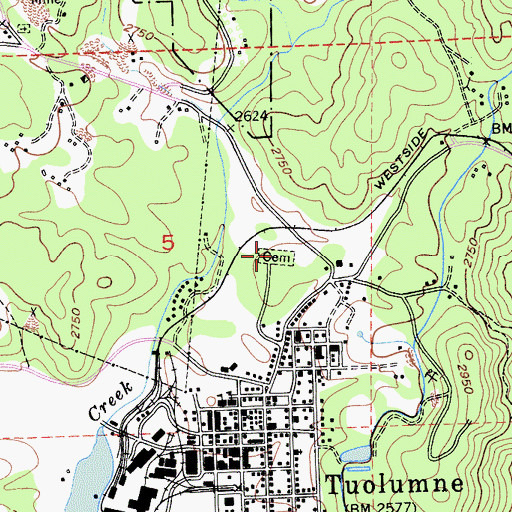 Topographic Map of Cater's Cemetery, CA