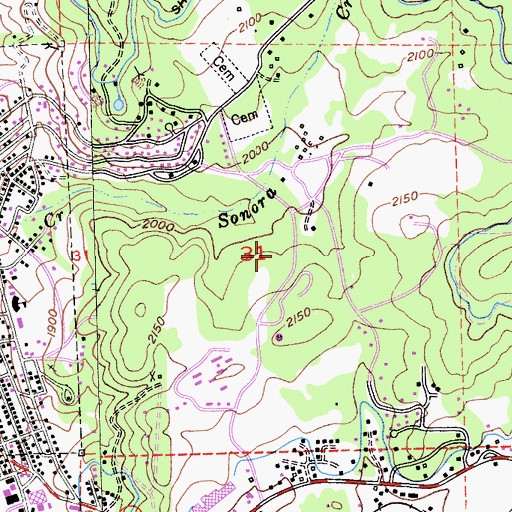 Topographic Map of Tuolumne County Free Library, CA