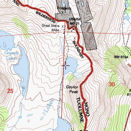 Topographic Map of Upper Gaylor Lake, CA