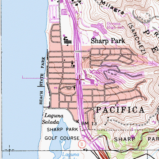 Topographic Map of Eureka Square Shopping Center, CA