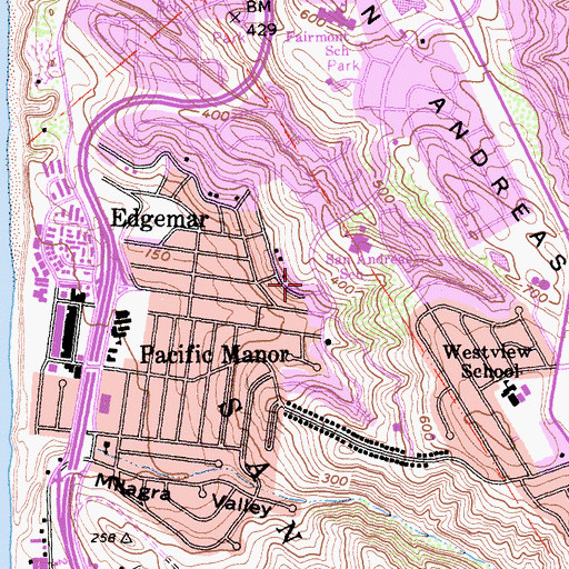 Topographic Map of Filipino Seventh Day Adventist Church, CA