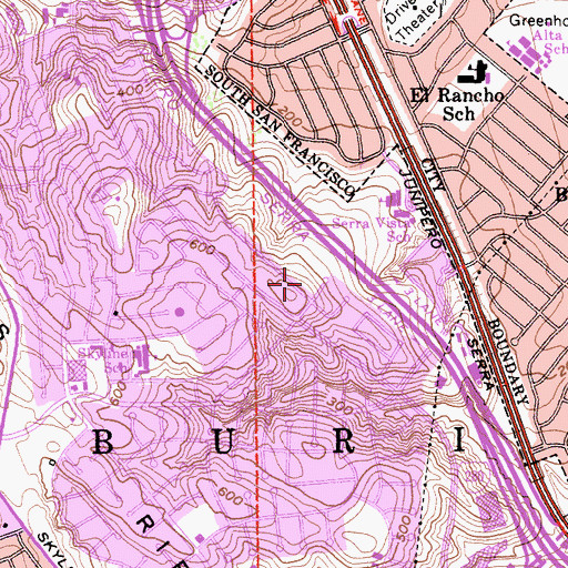 Topographic Map of Hampshire Tot Lot, CA