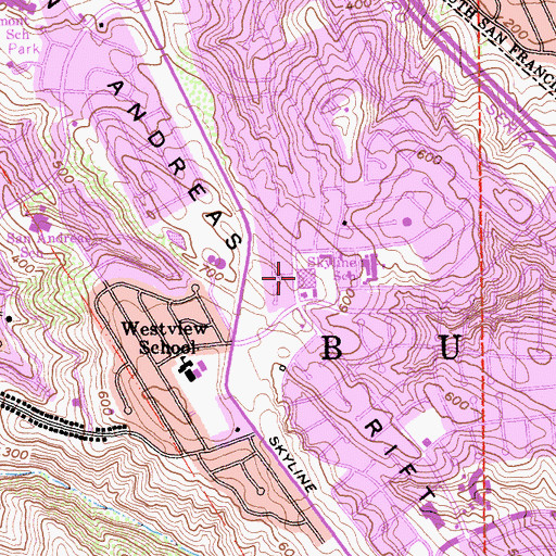 Topographic Map of King Plaza Shopping Center, CA