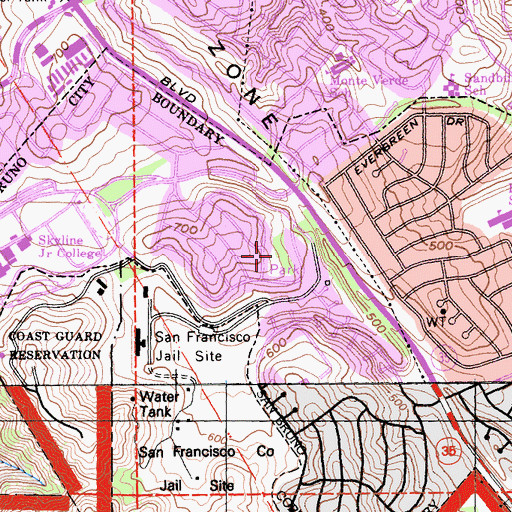 Topographic Map of Pacific Heights Park, CA