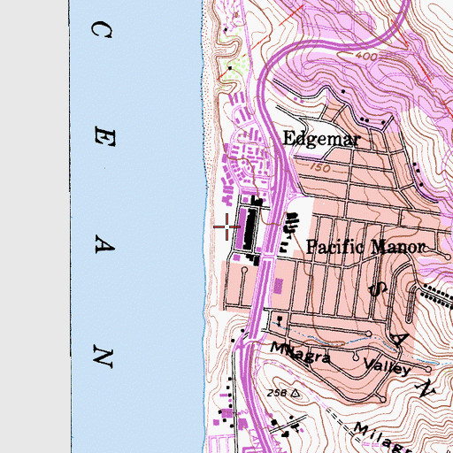 Topographic Map of Pacific Manor Shopping Center, CA