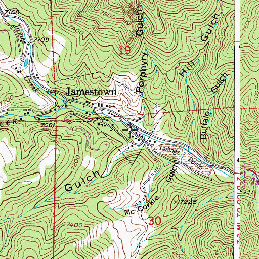 Topographic Map of Porphyry Gulch, CO