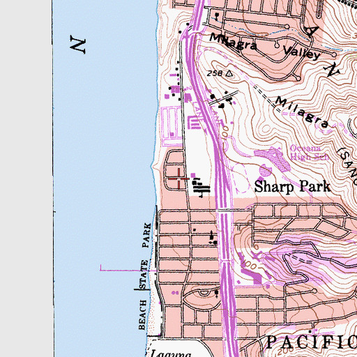 Topographic Map of Sharp Park Elementary School, CA