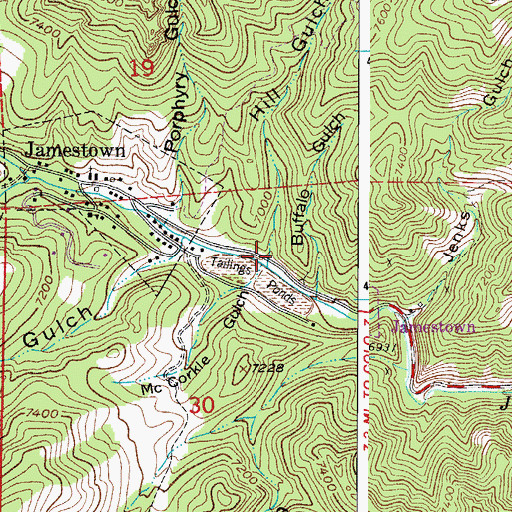 Topographic Map of Hill Gulch, CO