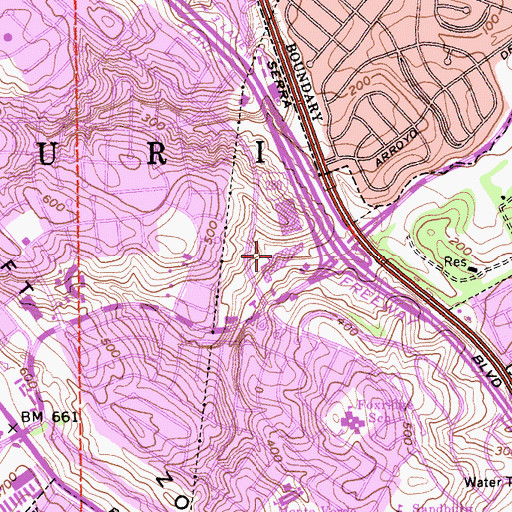 Topographic Map of Westborough Square Shopping Center, CA