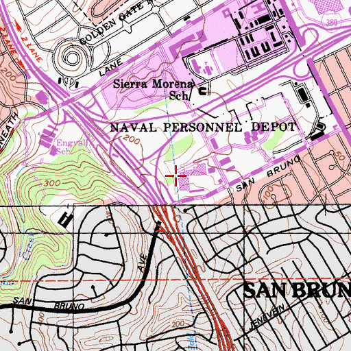 Topographic Map of Bayhill Shopping Center, CA