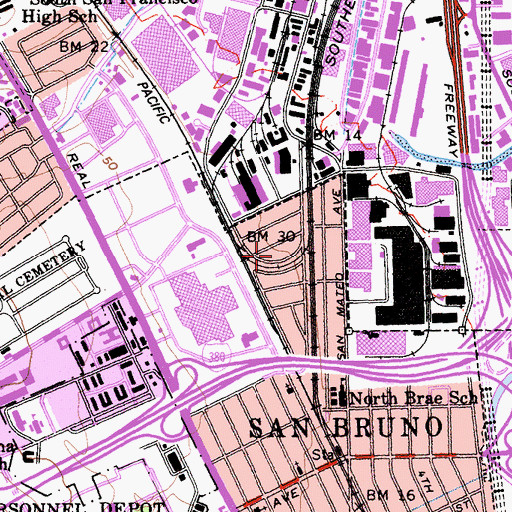 Topographic Map of Bayshore Circle Park, CA