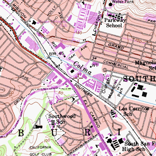 Topographic Map of Chestnut Post Office, CA