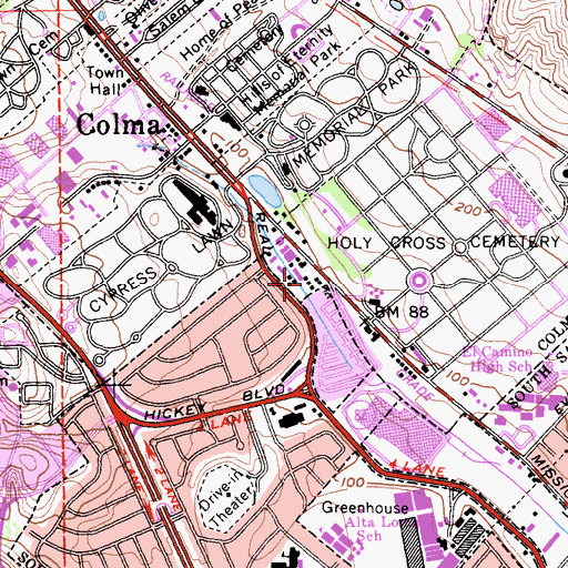 Topographic Map of Coloma Post Office, CA