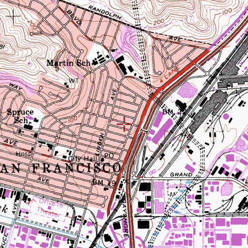 Topographic Map of Cypress and Pine Playlot, CA