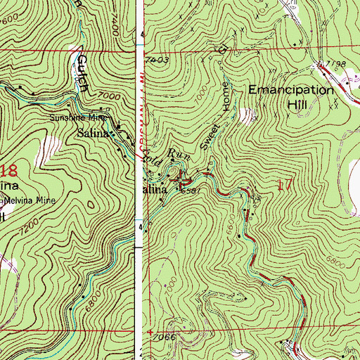 Topographic Map of Gold Run, CO