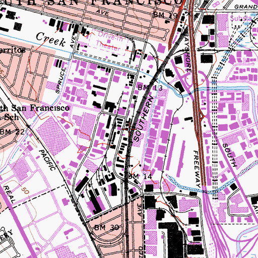 Topographic Map of Golden Gate Produce Terminal, CA