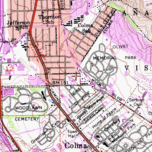 Topographic Map of Japanese Cemetery, CA