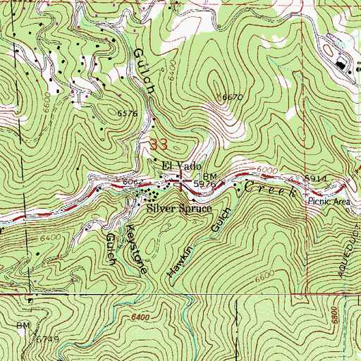 Topographic Map of Bummers Gulch, CO
