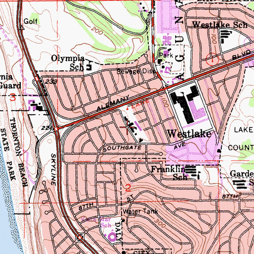 Topographic Map of Our Lady of Mercy School, CA