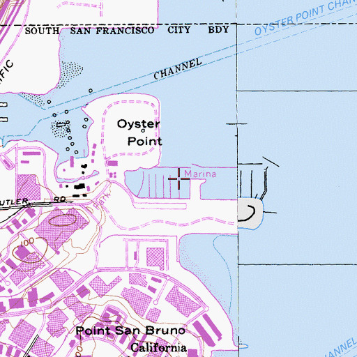 Topographic Map of Oyster Point Marina, CA