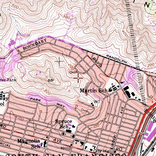 Topographic Map of Paradise Valley Park, CA