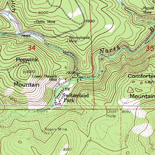 Topographic Map of Gordon Creek, CO