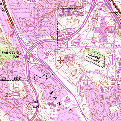 Topographic Map of San Francisco Christian High School, CA