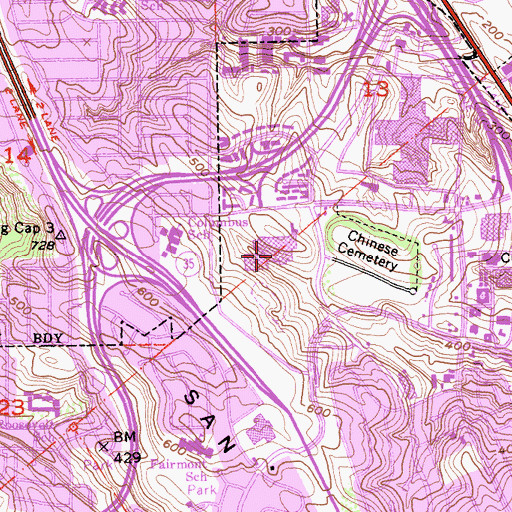 Topographic Map of San Francisco Christian Middle School, CA