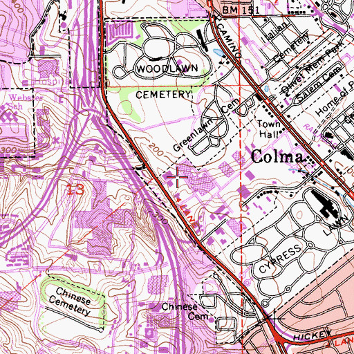 Topographic Map of Serra Shopping Center, CA