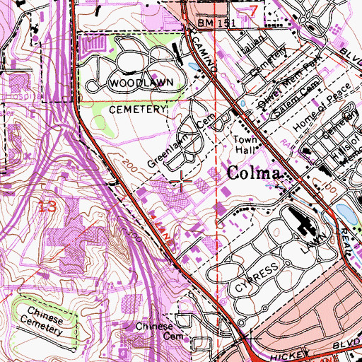 Topographic Map of Serramonte High School (historical), CA