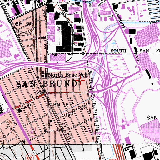 Topographic Map of Seventh Avenue and Walnut Park, CA