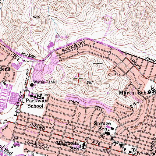 Topographic Map of Sign Hill Park, CA