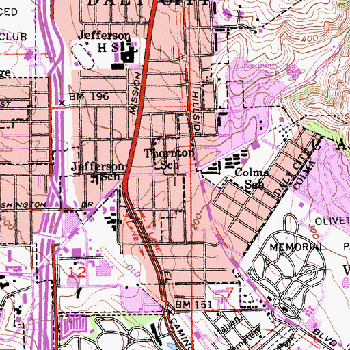 Topographic Map of The Market Place Shopping Center, CA