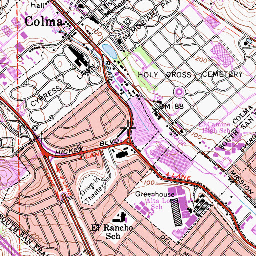 Topographic Map of Treasure Island Mobile Home Park, CA